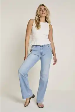 Wehkamp Para Mi highwaist straight leg jeans light blue denim aanbieding