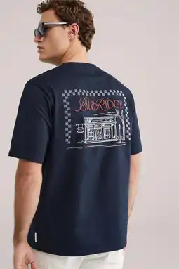 Wehkamp WE Fashion Blue Ridge relaxed T-shirt met backprint donkerblauw aanbieding