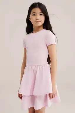 Wehkamp WE Fashion T-shirtjurk korte jurk rib gebreid lichtroze aanbieding