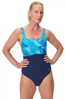 Wehkamp Speedo Shape Comprex Ultra corrigerend badpak Contour Eclipse donkerblauw/turquoise aanbieding
