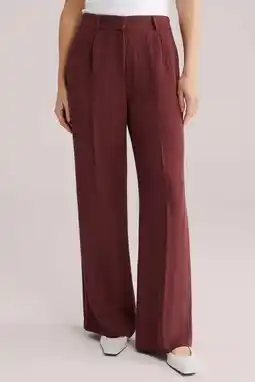 Wehkamp WE Fashion wide leg regularwaist pantalon donkerrood aanbieding