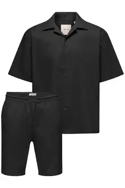 Wehkamp ONLY & SONS regular casual overhemd en short zwart aanbieding