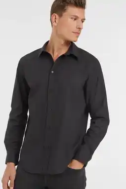 Wehkamp Anytime regular fit poplin overhemd zwart aanbieding