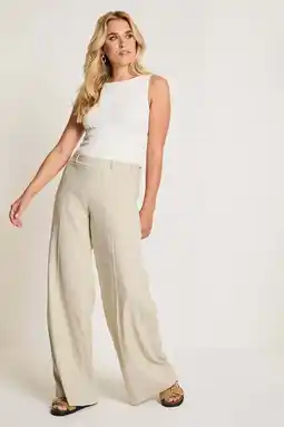 Wehkamp Para Mi wide leg highwaist broek met linnen lichtgroen aanbieding