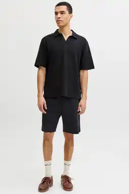 Wehkamp JACK & JONES ORIGINALS relaxed polo en short met textuur zwart aanbieding