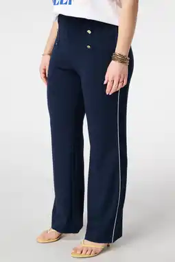 Wehkamp MS Mode wide leg regularwaist broek donkerblauw aanbieding