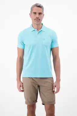 Wehkamp LERROS regular fit gemêleerde polo - blauw aanbieding