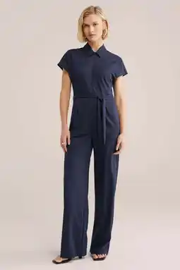 Wehkamp WE Fashion Aansluitend jumpsuit donkerblauw aanbieding
