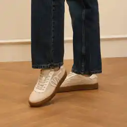 Wehkamp Manfield leren sneakers beige aanbieding