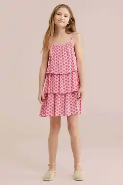 Wehkamp WE Fashion korte jurk met bloemen print roze aanbieding