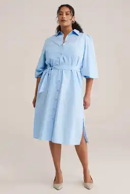Wehkamp WE Fashion midi jurk lichtblauw aanbieding