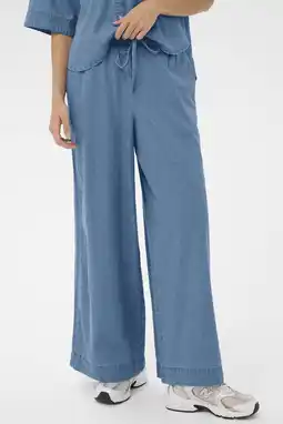 Wehkamp Kaffe wide leg regularwaist broek medium blue denim aanbieding