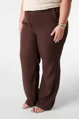 Wehkamp MS Mode regular highwaist pantalon donkerbruin aanbieding