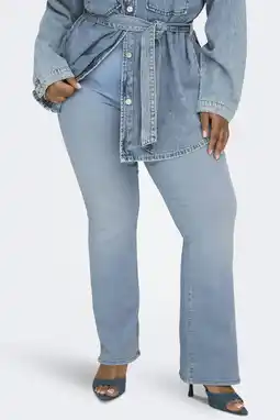 Wehkamp ONLY CARMAKOMA Carthunder Mid Push Up Flared Dnm Bj09 skinny jeans light blue denim aanbieding