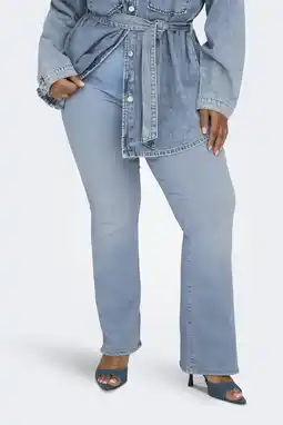 Wehkamp ONLY CARMAKOMA Carthunder Mid Push Up Flared Dnm Bj09 skinny jeans light blue denim aanbieding