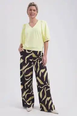 Wehkamp Lady Day highwaist broek met dierenprint zwart aanbieding