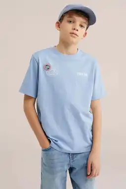 Wehkamp WE Fashion T-shirt met backprint lichtblauw aanbieding