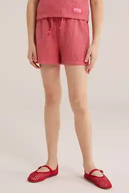 Wehkamp WE Fashion straight casual short roze met textuur aanbieding