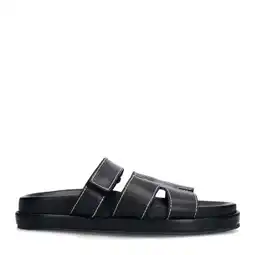 Wehkamp Sacha leren slippers zwart aanbieding