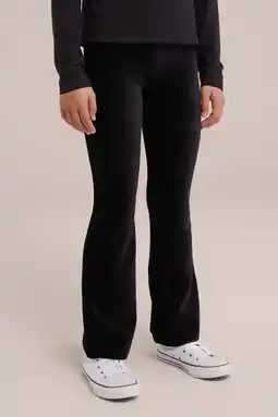 Wehkamp WE Fashion fluwelen flared broek zwart aanbieding