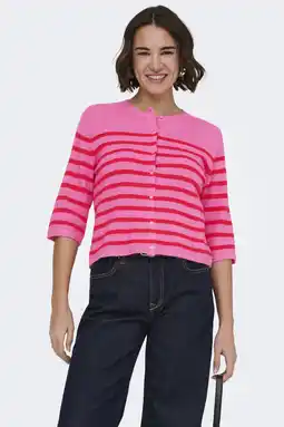 Wehkamp ONLY gestreepte vest roze gebreid aanbieding