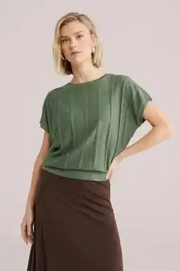 Wehkamp WE Fashion top olijfgroen gebreid aanbieding