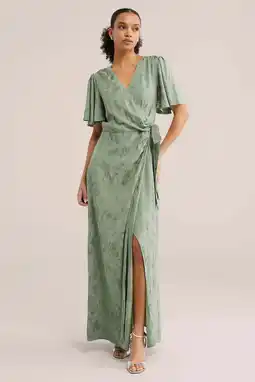 Wehkamp WE Fashion wikkeljurk met v-hals en all-over print lichtgroen aanbieding