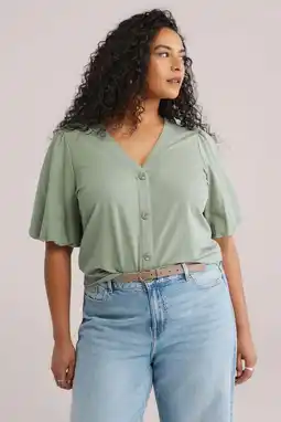 Wehkamp WE Fashion Curve blouse lichtgroen aanbieding