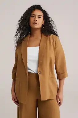 Wehkamp WE Fashion Curve regular blazer camel aanbieding