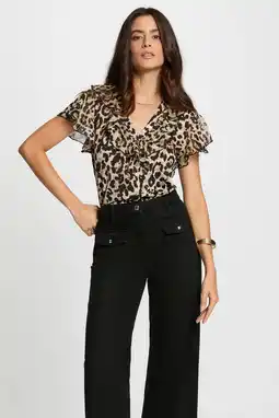 Wehkamp Morgan top met panterprint zwart aanbieding