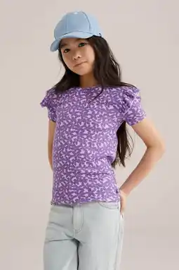 Wehkamp WE Fashion gebloemde T-shirt paars aanbieding