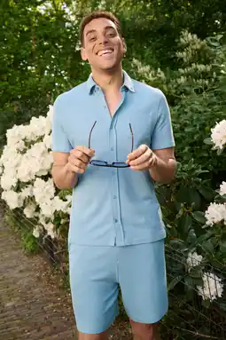 Wehkamp Anytime waffle shirt lichtblauw aanbieding
