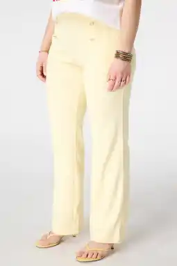 Wehkamp MS Mode wide leg regularwaist broek geel aanbieding