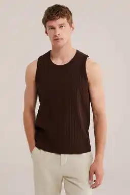 Wehkamp WE Fashion regular fit gebreide tanktop - bruin aanbieding