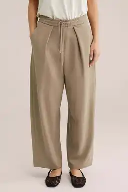 Wehkamp WE Fashion barrel highwaist pantalon beige aanbieding