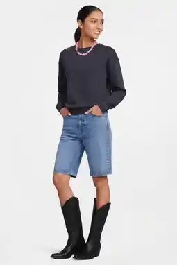 Wehkamp Anytime fleece sweater donkerblauw melange aanbieding