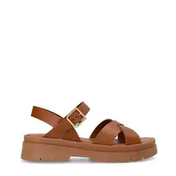 Wehkamp Manfield chunky leren sandalen cognac aanbieding