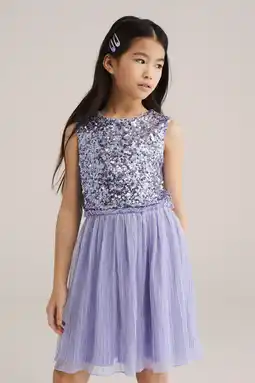 Wehkamp WE Fashion korte jurk met pailletten lila aanbieding