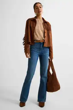 Wehkamp Ruby high waist flared jeans dark blue aanbieding