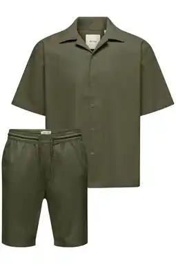 Wehkamp ONLY & SONS regular casual overhemd met short olijfgroen aanbieding