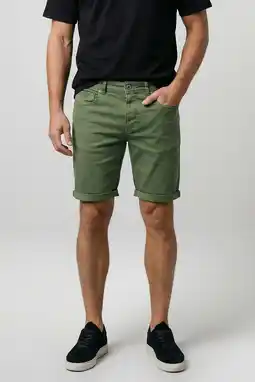 Wehkamp Cars BLACKER denim slim short olijfgroen aanbieding