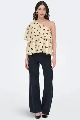 Wehkamp JDY one shoulder top met stippen ecru aanbieding