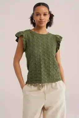 Wehkamp WE Fashion top gebreid groen aanbieding