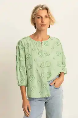 Wehkamp Expresso blouse lichtgroen broderie aanbieding