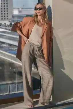 Wehkamp MAC highwaist broek met linnen zand aanbieding