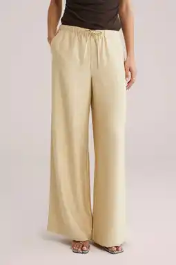 Wehkamp WE Fashion wide leg regularwaist broek lichtgeel aanbieding