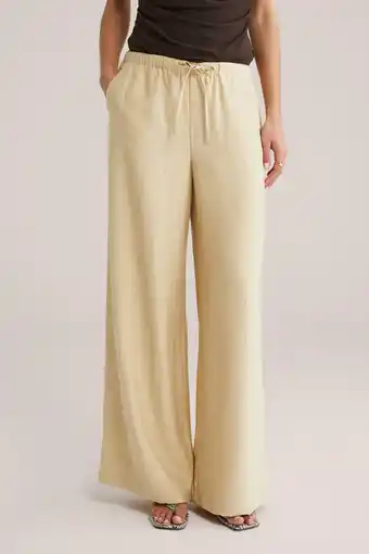 Wehkamp WE Fashion wide leg regularwaist broek lichtgeel aanbieding