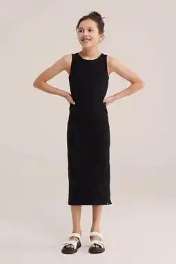 Wehkamp WE Fashion maxi jurk rib gebreid zwart aanbieding