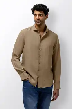 Wehkamp State of Art regular casual overhemd met linnen beige aanbieding