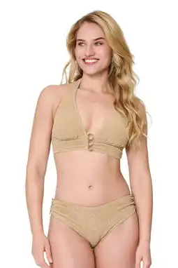 Wehkamp LingaDore voorgevormde halter bikini set met textuur goud aanbieding